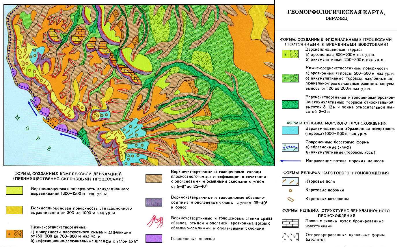 Карта содержащая информацию о размещении и возрасте тектонических